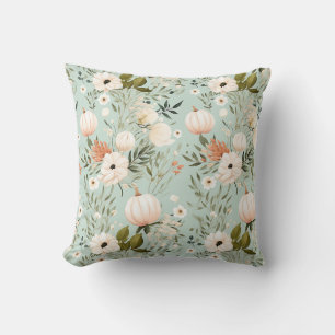 Coussin Fleurs d'automne et design citrouille