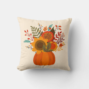 Coussin Fleurs d'automne modernes en Citrouille