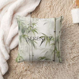 Coussin Fleurs de bambou vert sérénité