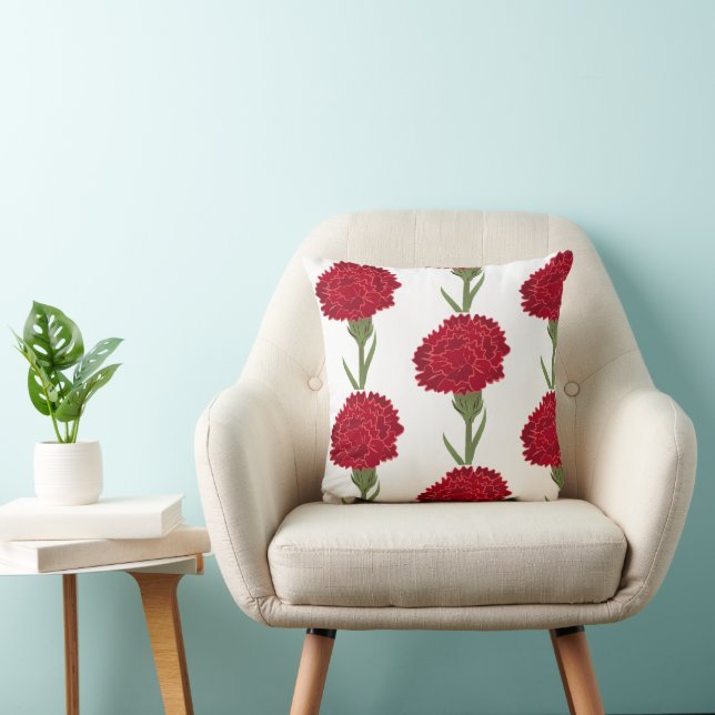 Coussin Fleurs de carnation rouge (Chaise)