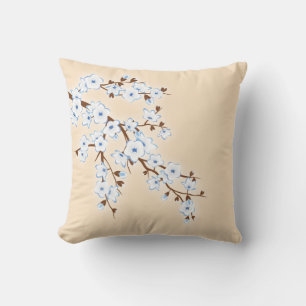 Coussin Fleurs de cerisier Floral Bleu Blanc