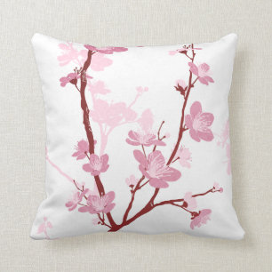 Coussin Fleurs de cerisier japonaises, fleur rose douce,