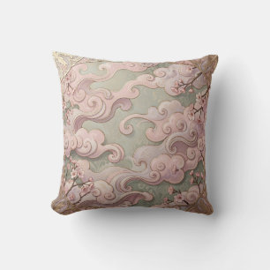 Coussin Fleurs de cerisier roses élégantes Art nouveau spi