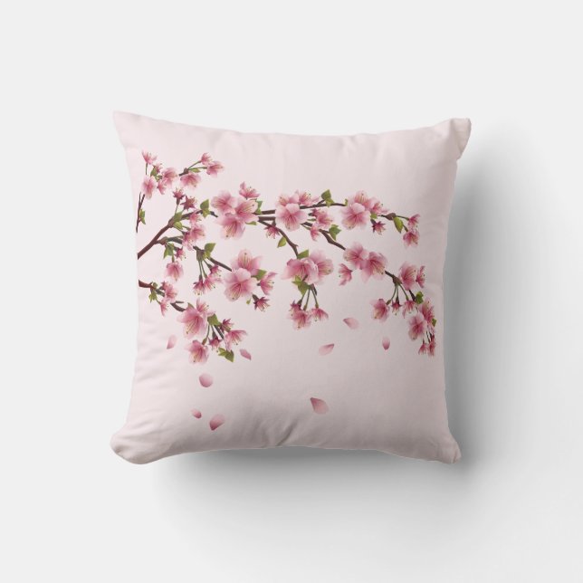 Coussin Fleurs de cerisiers roses (Recto)