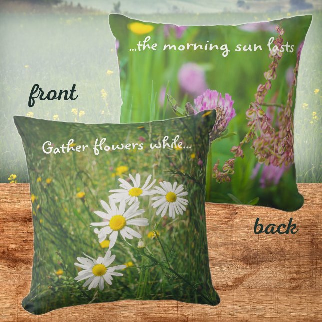 Coussin Fleurs de chamomille et de trèfle sur la prairie v (Créateur téléchargé)
