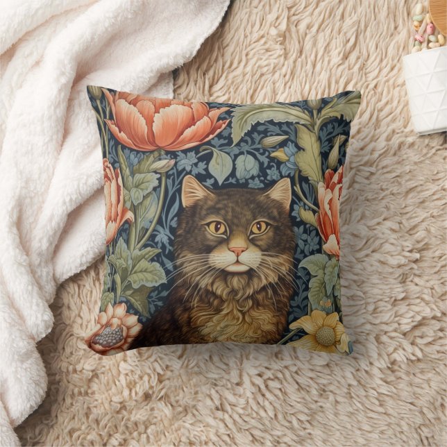 Coussin Fleurs de chat Brown et de pivoine Art nouveau (Couverture)