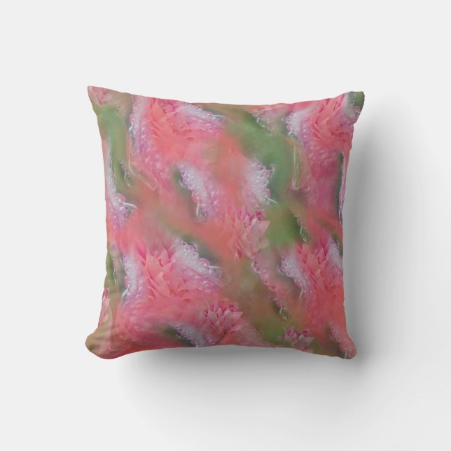 Coussin Fleurs de corail, d'herbe et de rose pivoine (Recto)