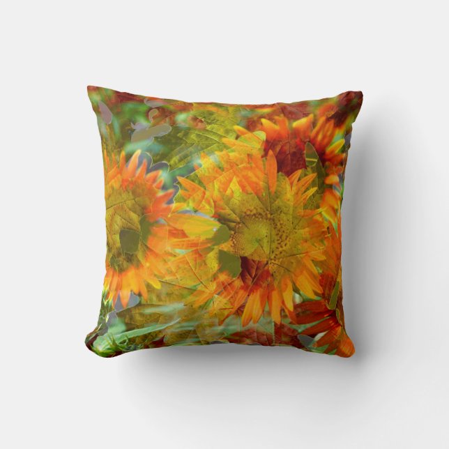 Coussin Fleurs de couleurs Abstraites (Recto)