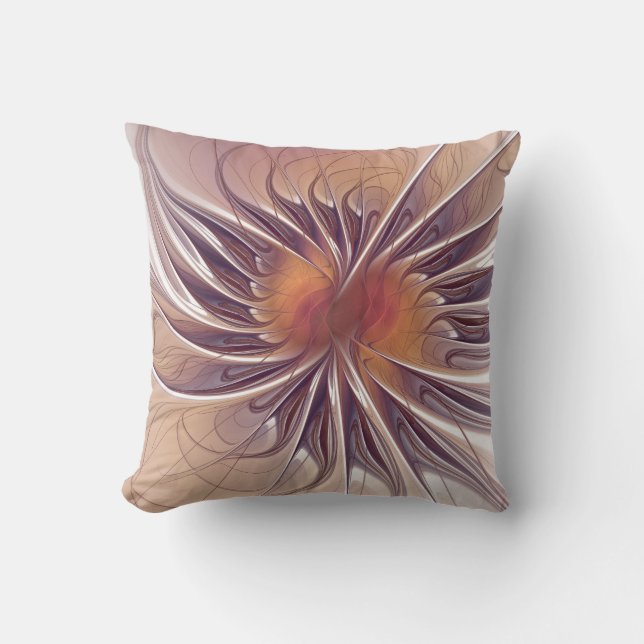 Coussin Fleurs de fantaisie fractale douces et tendres (Recto)