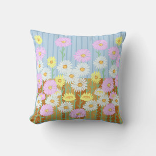 Coussin Fleurs de fraise de marguerites en papier
