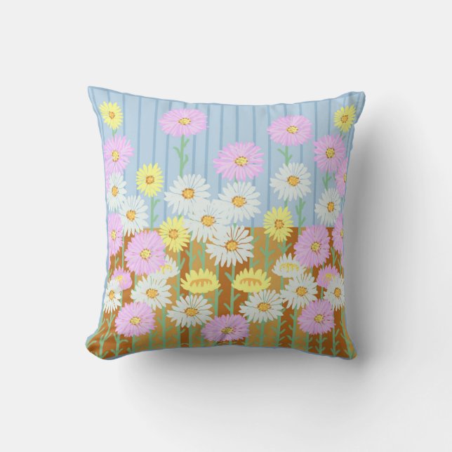 Coussin Fleurs de fraise de marguerites en papier (Recto)