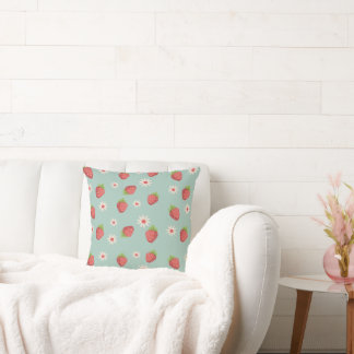 Coussin Fleurs de fraise et marguerite motif