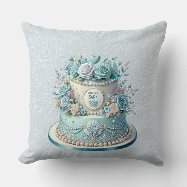 Coussin Fleurs de gâteaux bleus Lancer l'oreiller (Recto)