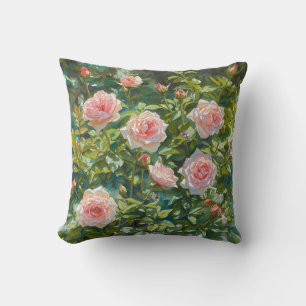 Coussin Fleurs de jardin de roses rose clair