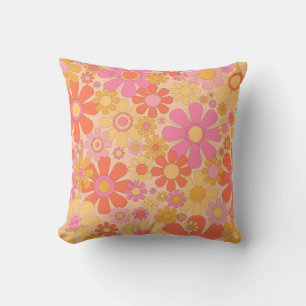 Coussin Fleurs de Jardin Rétro 60s les années 70 motif Flo