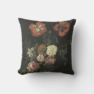 Coussin Fleurs de l'âge d'or hollandais insectes papillons