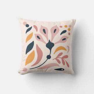 Coussin Fleurs de liss : Floral rose, bleu et jaune Cus