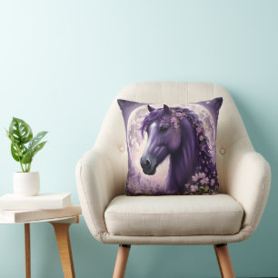 Coussin Fleurs de lune de cheval pourpres, Imaginaire