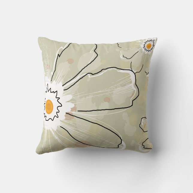 Coussin Fleurs de marguerite abstraites (Verso)