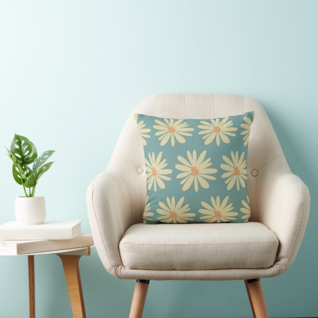 Coussin Fleurs de marguerite Boho (Chaise)