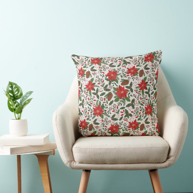 Coussin Fleurs de Noël (Chaise)