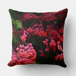 Coussin Fleurs de pagode colorées rouge et rose