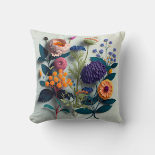 Coussin Fleurs de papier coupé coloré