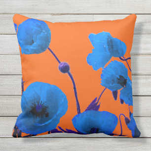 Coussin Fleurs de pavot Coucher de soleil Couleur d'eau Co