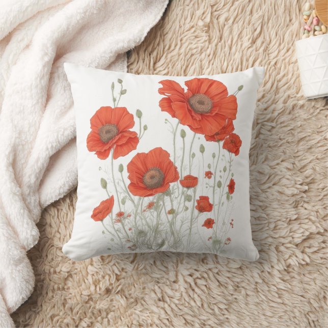 Coussin Fleurs de pavot orange (Couverture)