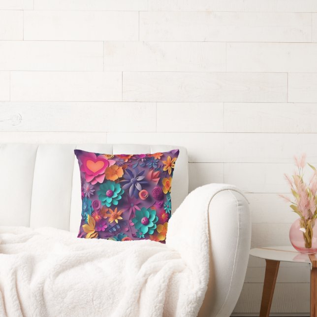 Coussin Fleurs de printemps colorées Motif (Canapé)