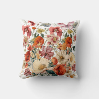 Coussin Fleurs de printemps en fleur avec papillons