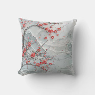 Coussin fleurs de prune la nuit enneigée