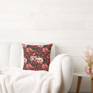 Coussin Fleurs de rose rose rouge