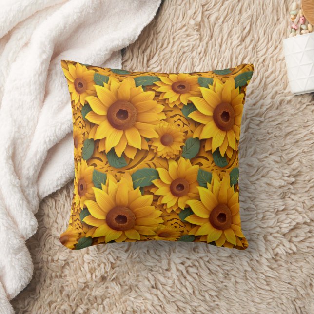 Coussin Fleurs de soleil 3d (Couverture)