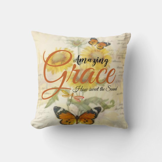 Coussin Fleurs de soleil Grace Extraordinaires et papillon (Recto)