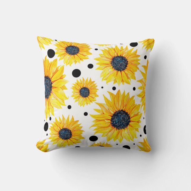 Coussin Fleurs de soleil jaunes Motif Arrière - plan blanc (Recto)