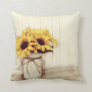 Coussin Fleurs de soleil rustiques Mason Jar Jeu Jeu Oreil