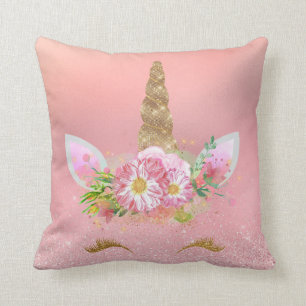 Coussin Fleurs de sourire de charme d'or de rose de rose