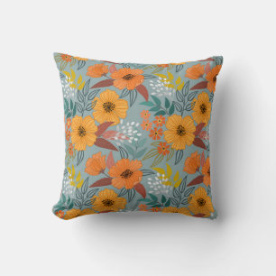 Coussin Fleurs de tirage à la main colorée sans couture mo