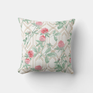 Coussin Fleurs de trèfle aquarelle.