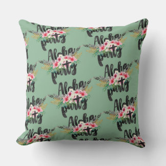 COUSSIN FLEURS DE TROPICAL HIBISCUS ROSE ET BLANC