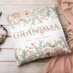 Coussin Fleurs décoratives 'on t'aime' MAMIE