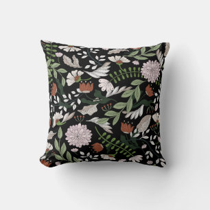 Coussin Fleurs d'Engraving Antique Peint à la main