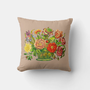 Coussin Fleurs d'été dans une corbeille, Arrière - plan be