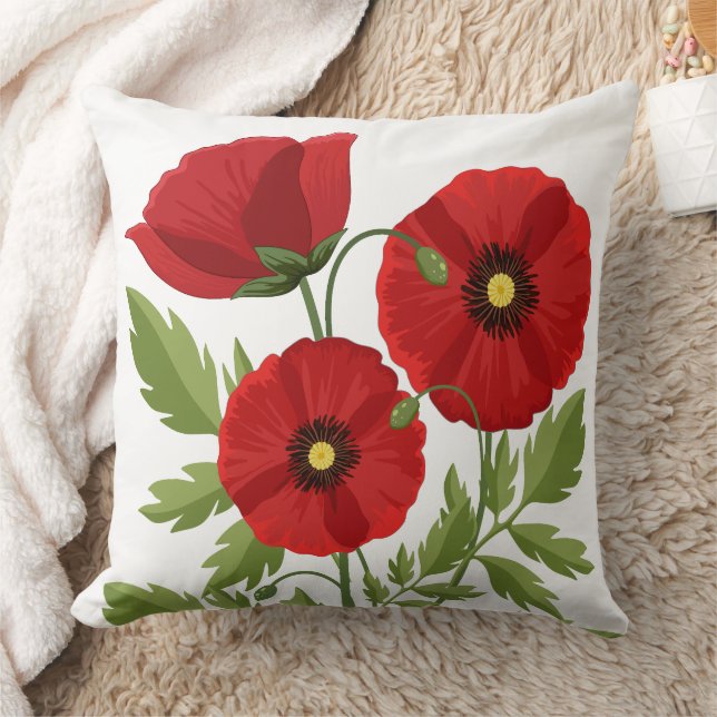 Coussin Fleurs d'été joyeuses floraison de pavot (Couverture)