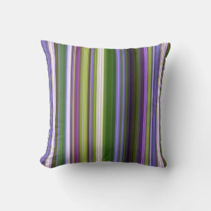 Coussin Fleurs d'Iris violettes et rayures vertes
