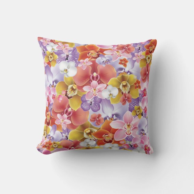 Coussin Fleurs d'orchidées Conception Flore Impression Jeu (Recto)
