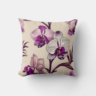 Coussin Fleurs d'orchidées violettes
