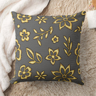 Coussin Fleurs dorées