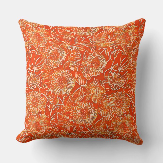Coussin Fleurs douces orange (Recto)